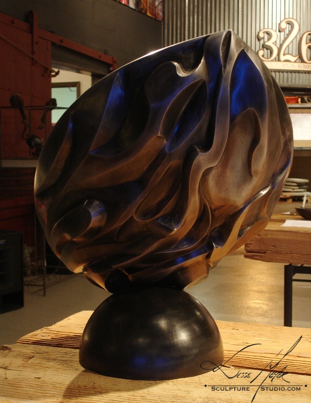feed your soul bowl sculpture,nut bowl,steel & wood,Milwaukee wi,jesse meyer sculpture studio