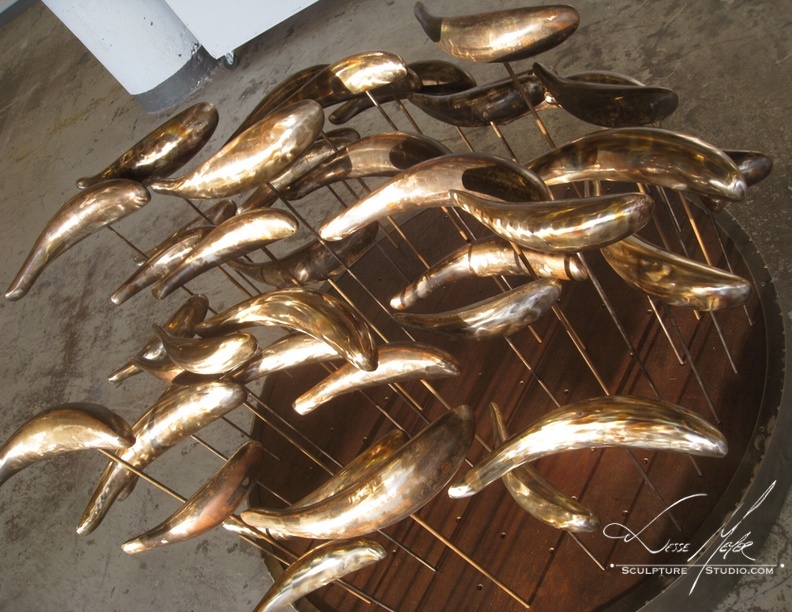 garden fish,jesse meyer,sculpture studio,fish out of water,bronze fish sculpture,steel fish sculpture,stainless fish sculpture,tasteful lawn art,Milwaukee wi,